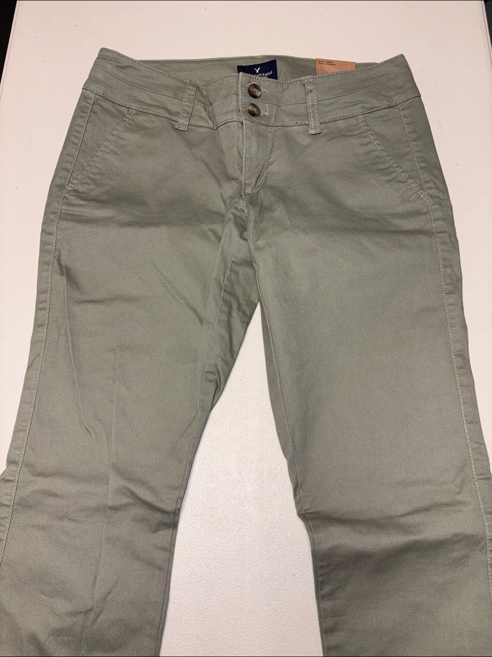 Skinny Stretch Chino Green Pants Sz 2 - Picture 4 of 9